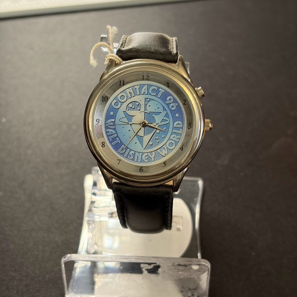 Disney Watch Men Black Contact 96 Walt‎ Disney World Night Glo Light Vintage